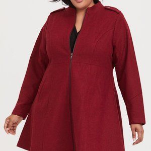 Torrid Wool Zip-Front Fit And Flare Coat